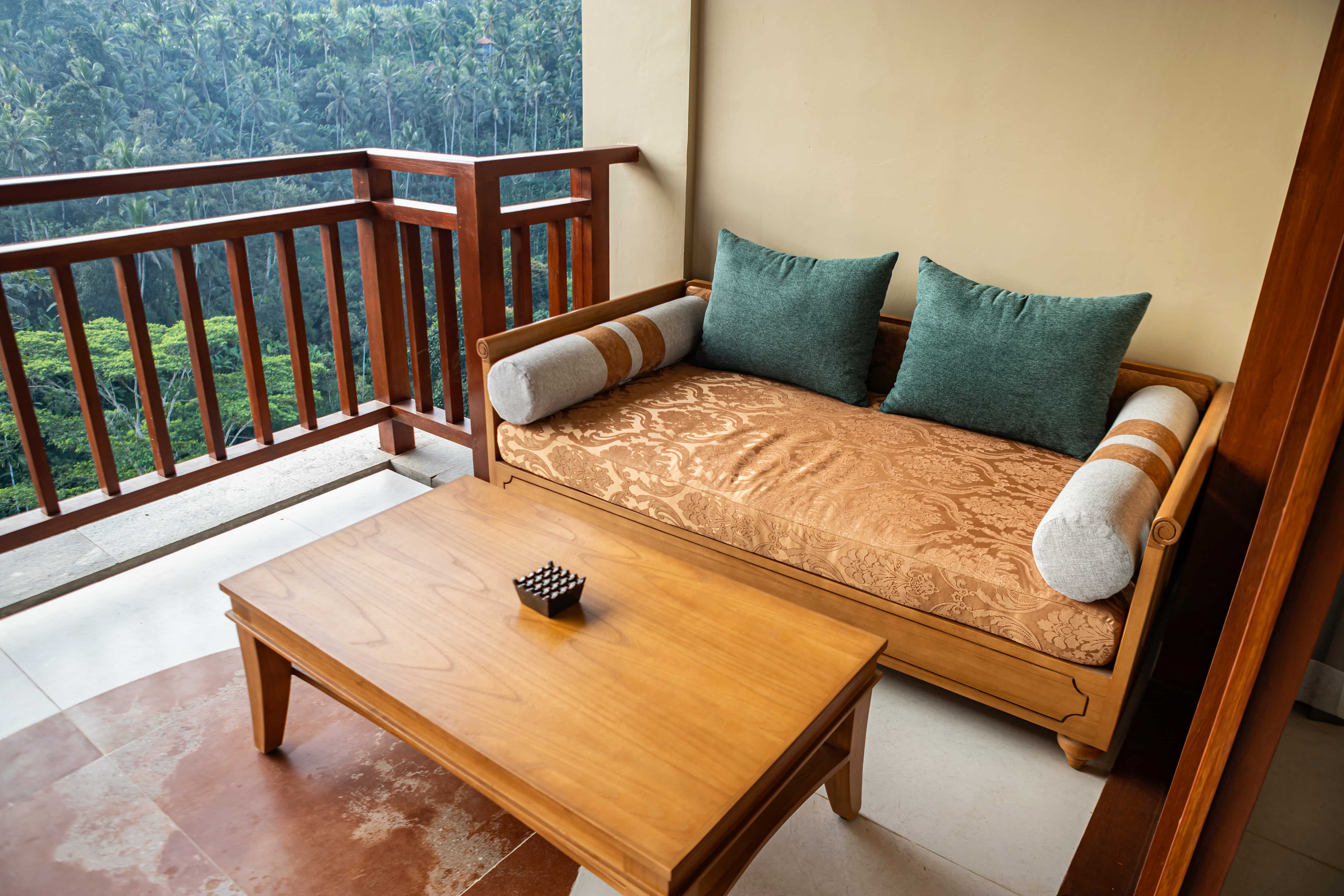 Modern bathroom in deluxe suite room with premium amenities in Ubud