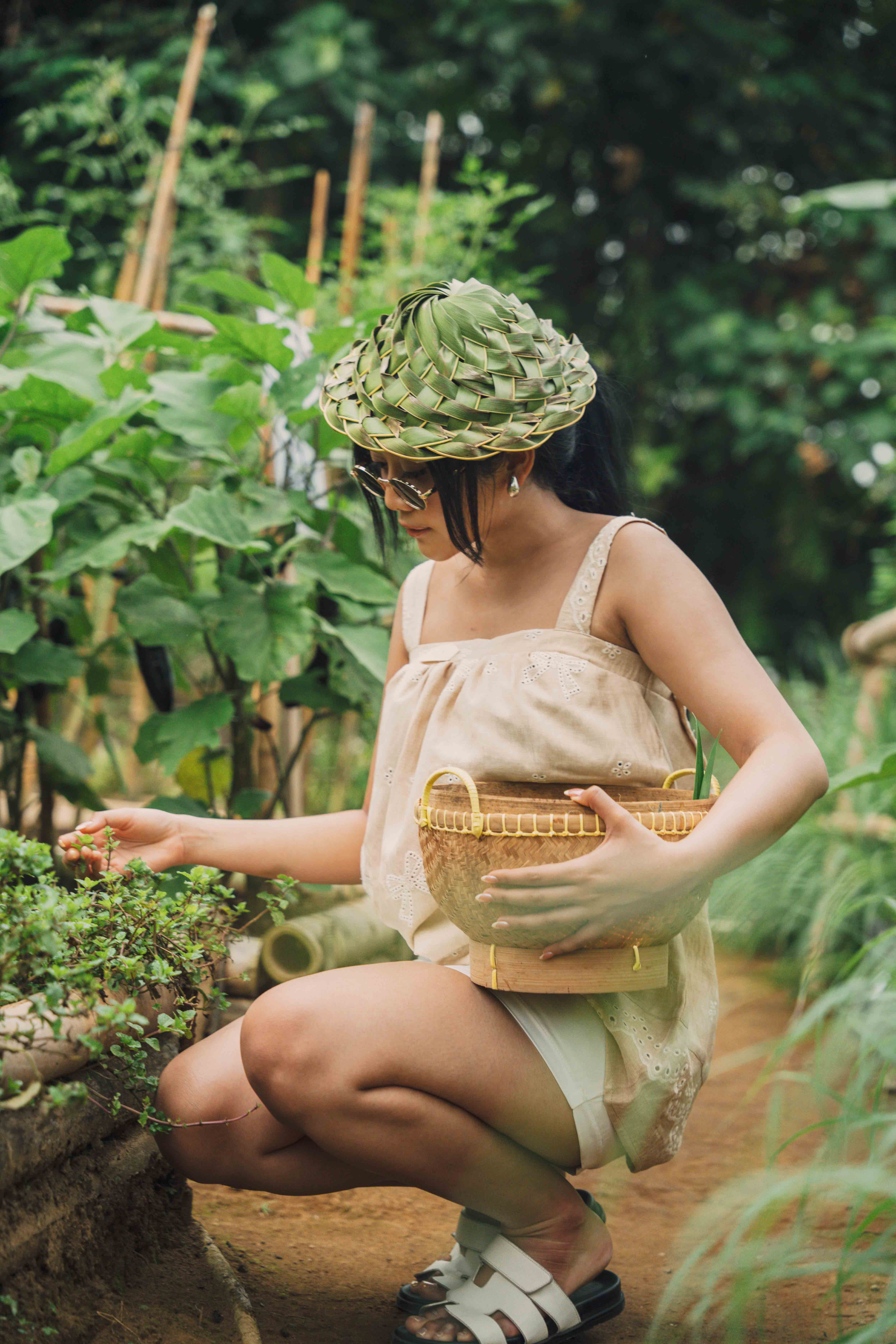Sanggraloka Organic Farm Bali fresh vegetables tropical garden sustainable farming Ubud resort