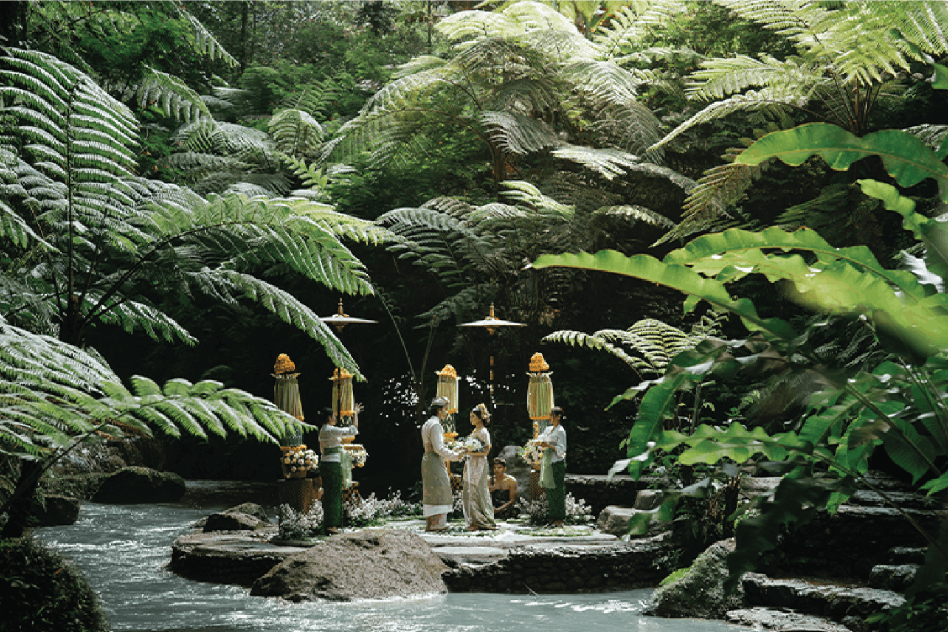 Romantic tropical wedding decoration for the Wedding Essential Package at Sanggraloka Ubud